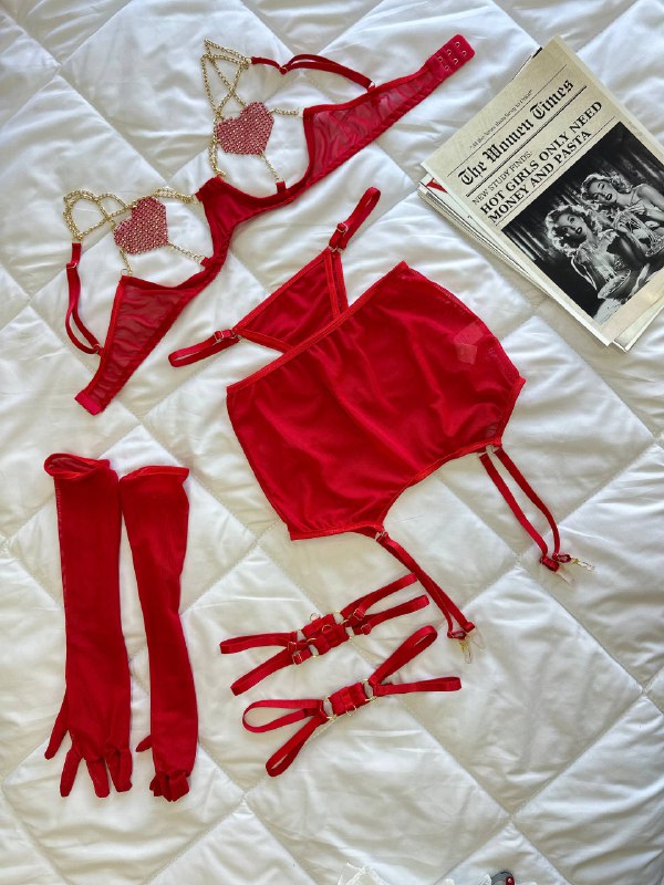 Amour Red Jartiyer Seti